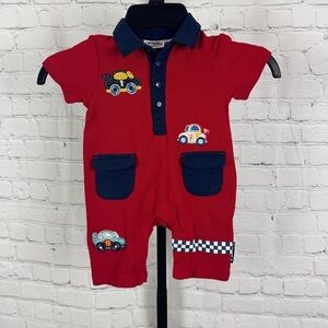 Buster Brown Vintage Baby Boy Race Car One Piece Size 3-6 Months
